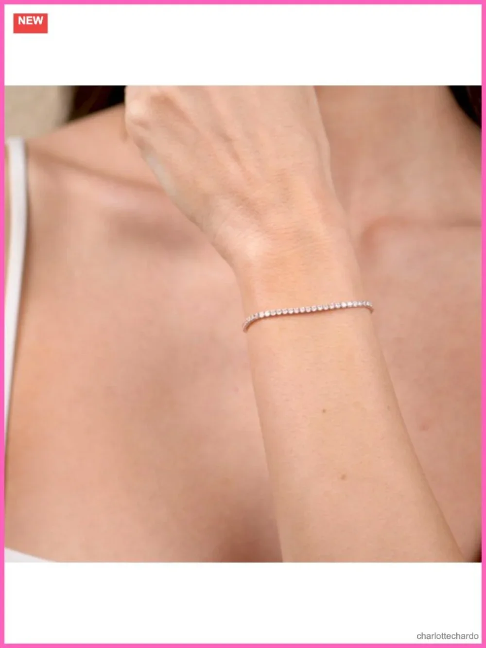 14K Gold Plated Adjustable Tennis Bracelet for Women, Cubic Zirconia Chain